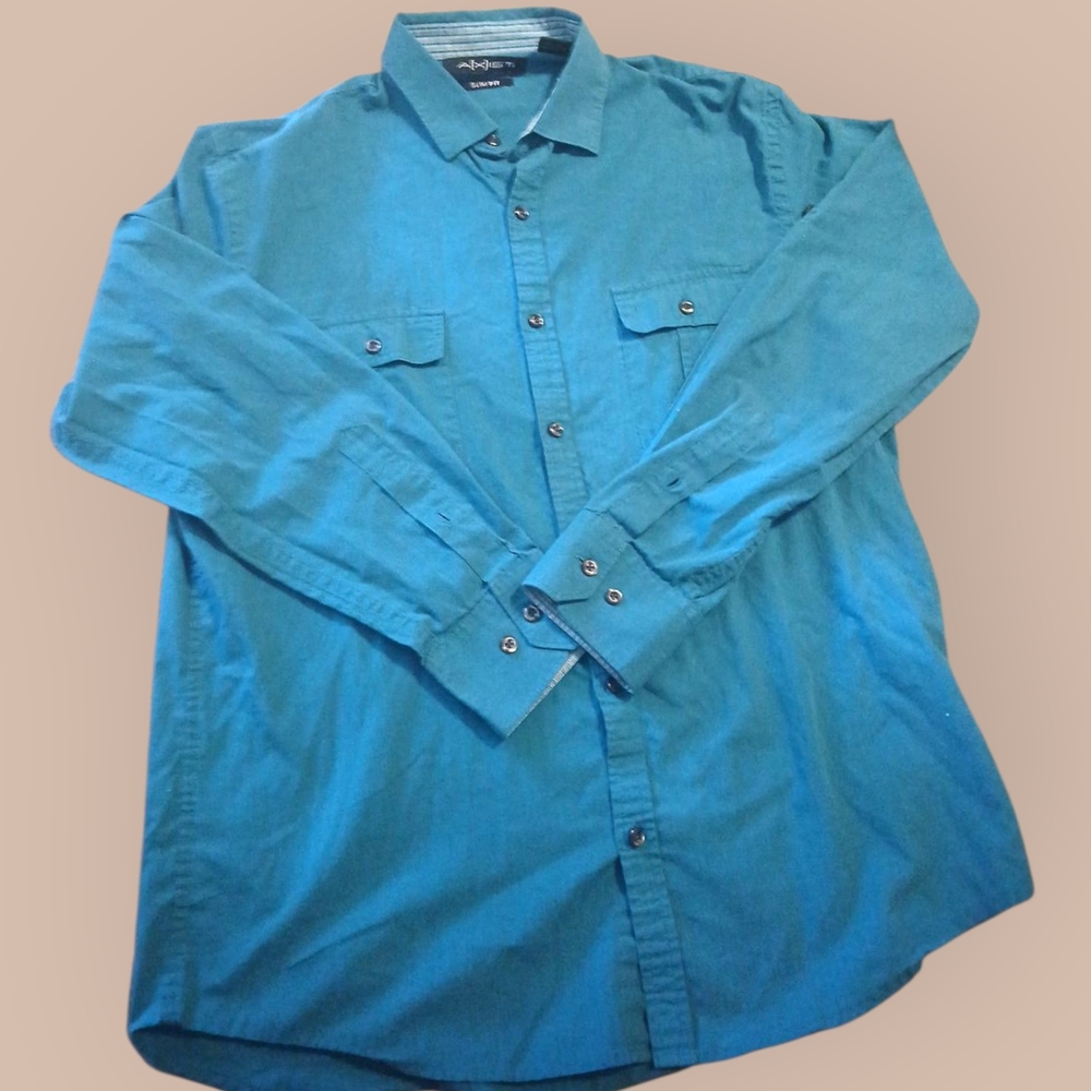 Axist Men's Turquoise Casual Button-Down Shirt
